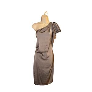BCBGMaxAzria Taupe Satin One-Shoulder Cocktail Party Dress XS NWT
